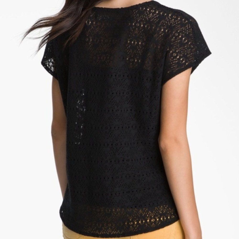 Lucky Brand Ginger Floral Lace Black Top New - Picture 3 of 8